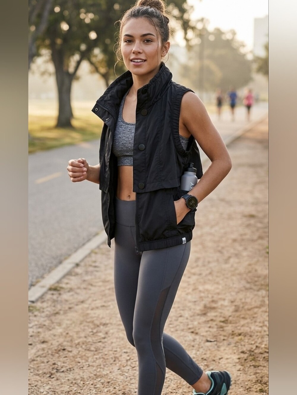 ROXY Black Sleeveless Vest outerwear running medium